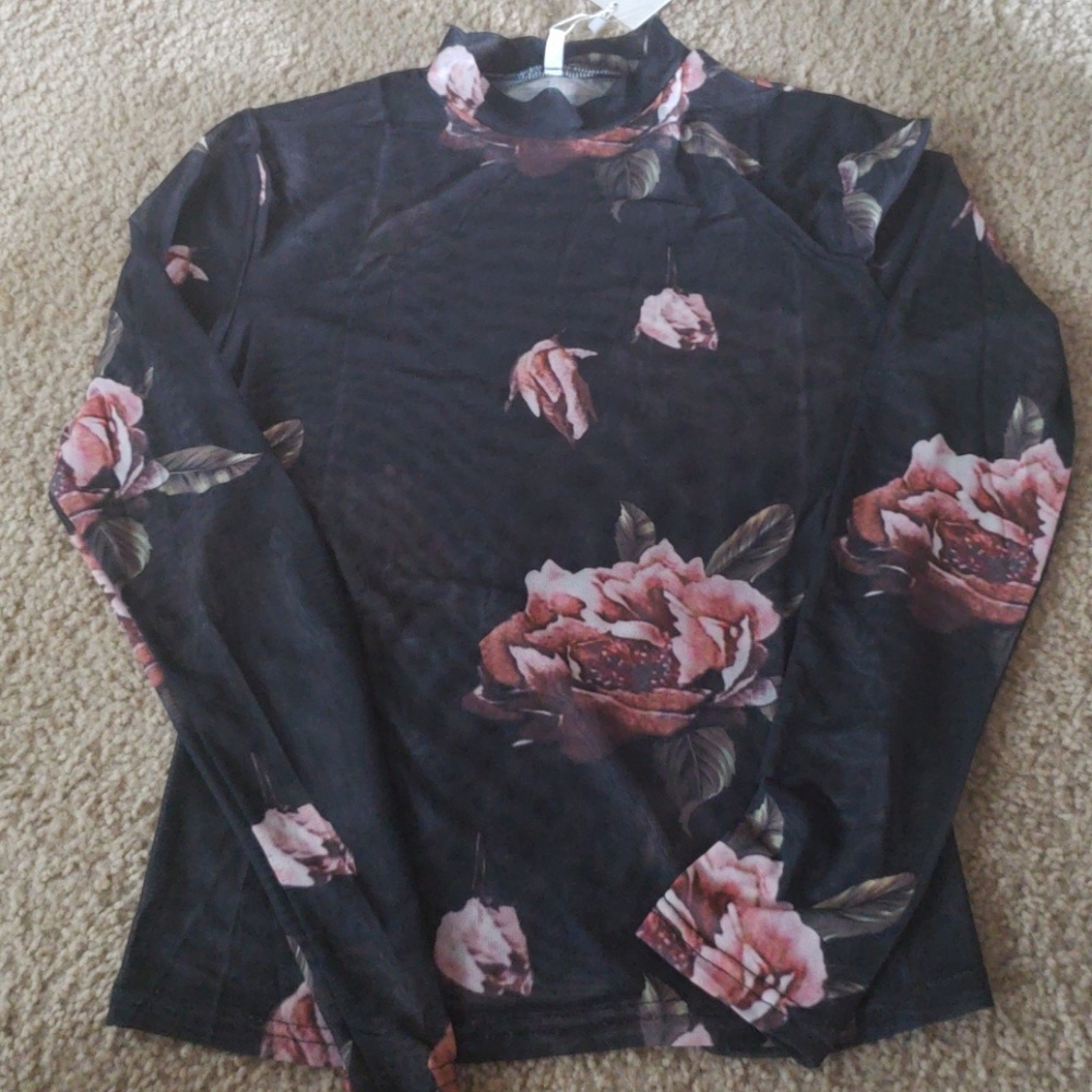 Sheer rose shirt